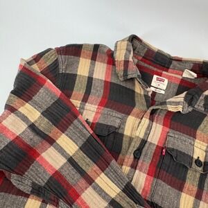 Mens Levi­s Relaxed Fit Plaid Western Streetwear Flannel Long Sleeve Shirt Sz M